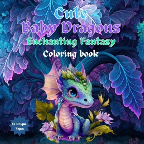 fantasy coloring books for adults: cute baby dragons